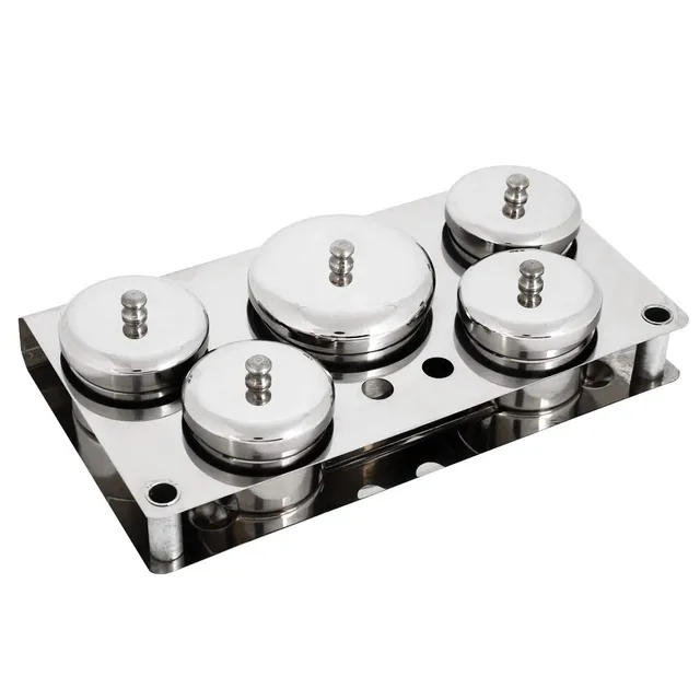 Kuuleyn set nail art vaschette acciaio 5 pezzi con base