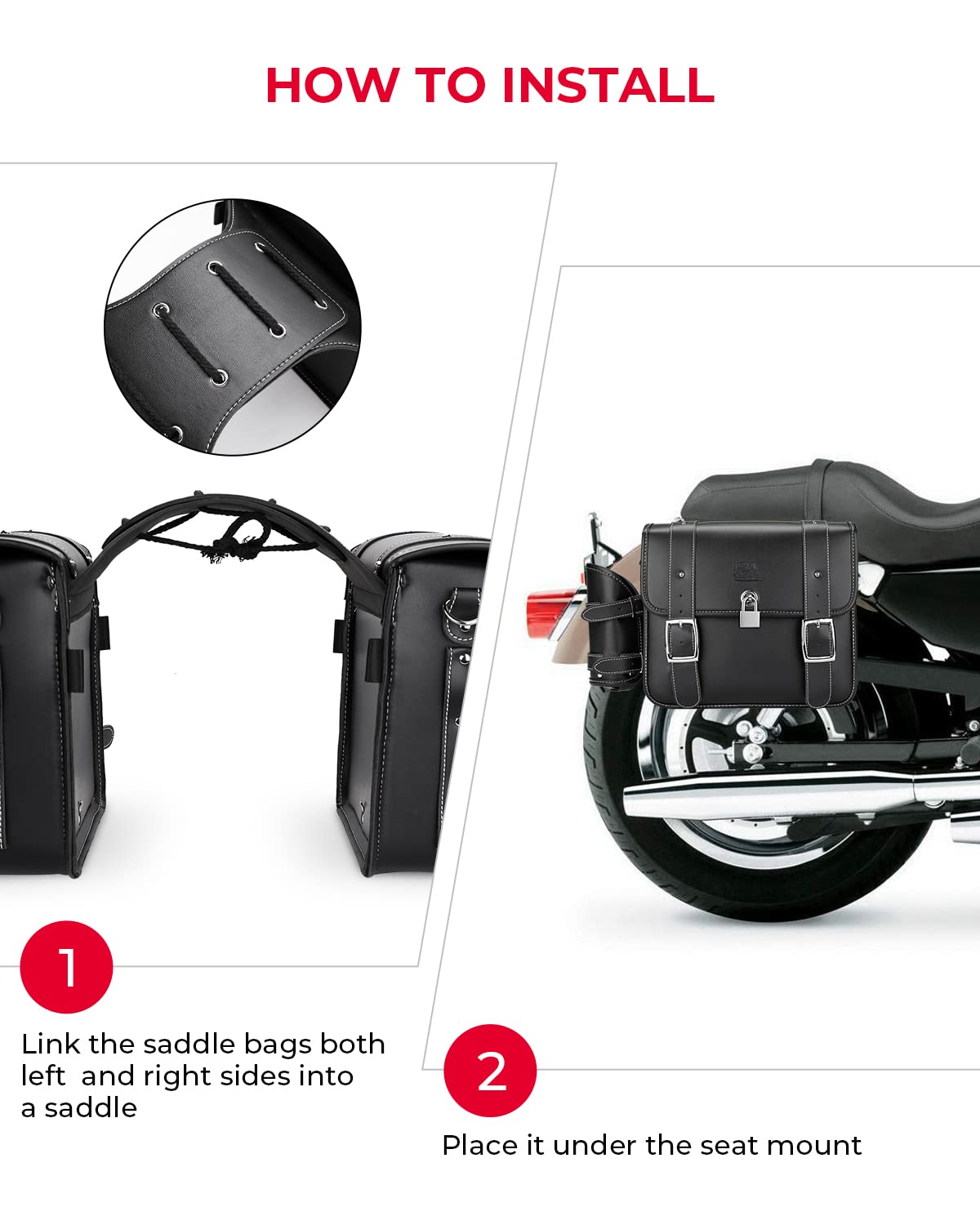 KEMIMOTO Sportster borse laterali moto pelle 20L coppia