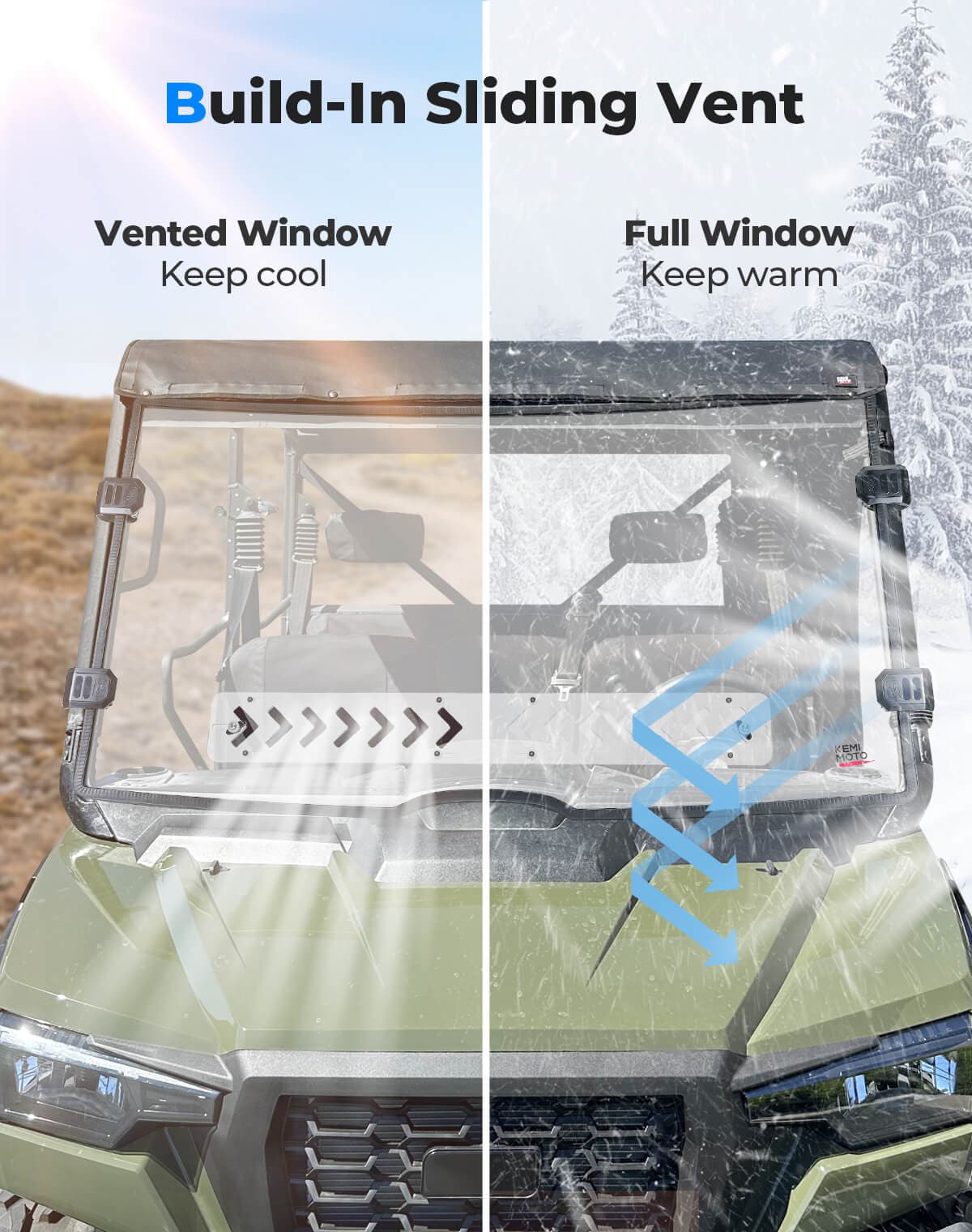 KEMIMOTO parabrezza anteriore UTV per Tracker 800SX ventilato
