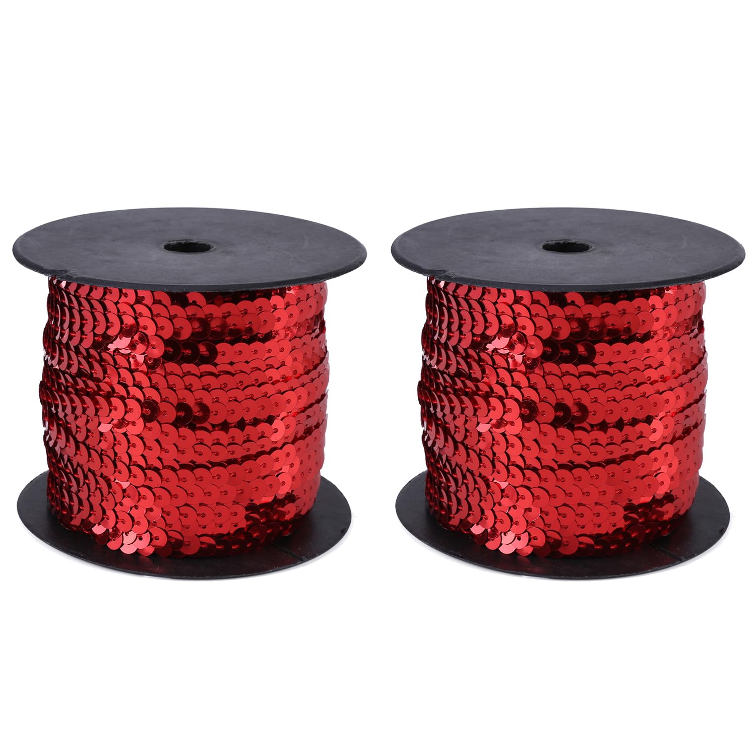 Hapivida 6mm Nastro Paillettes Rosso 2 Rotoli 100 Yard PVC