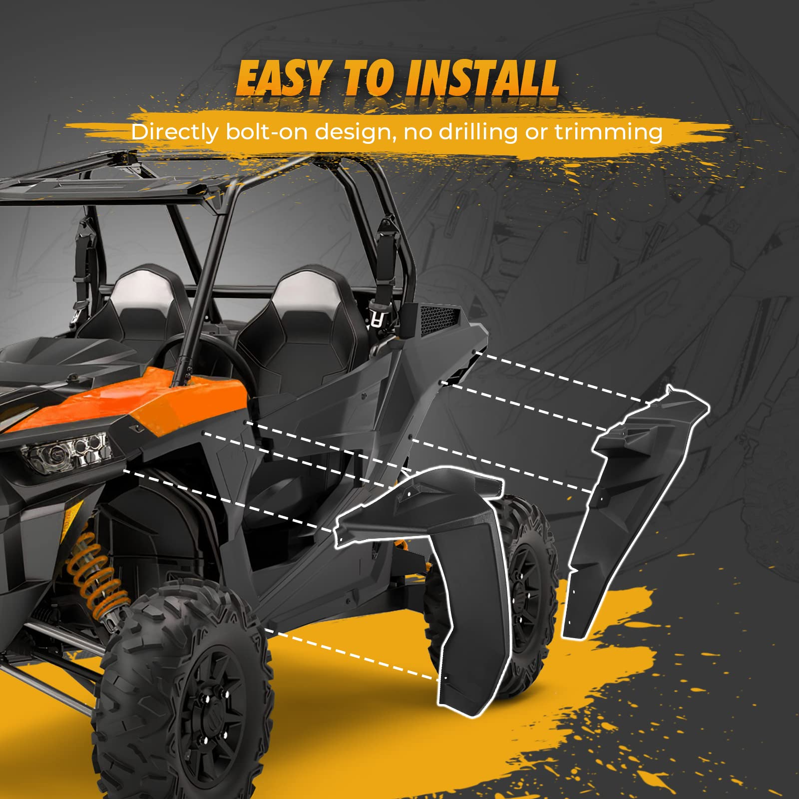 Kemimoto Parafanghi Allargati Polaris RZR XP 1000 8,5 pollici