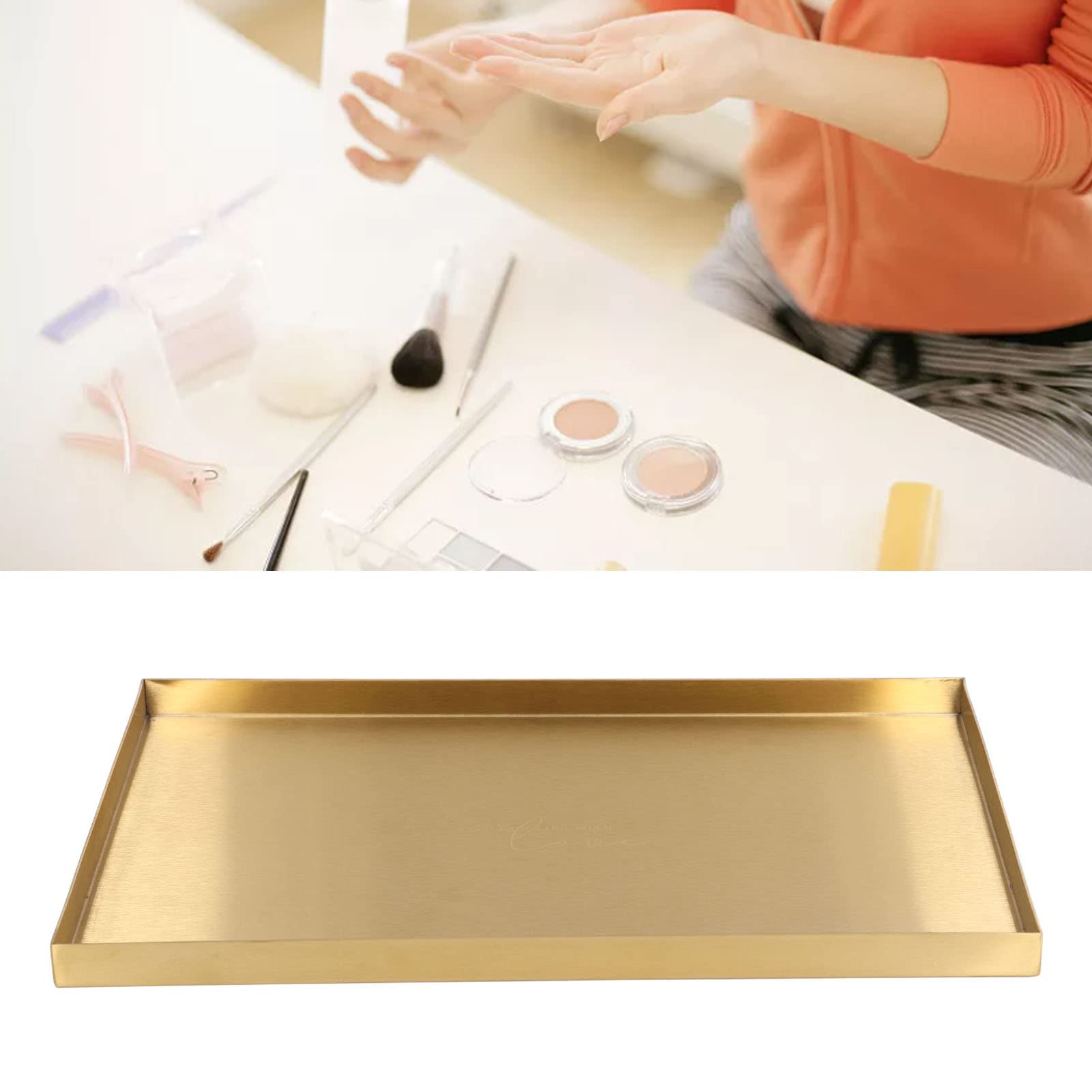 Hapivida Vassoio Rettangolare Acciaio Inox Oro 30 cm