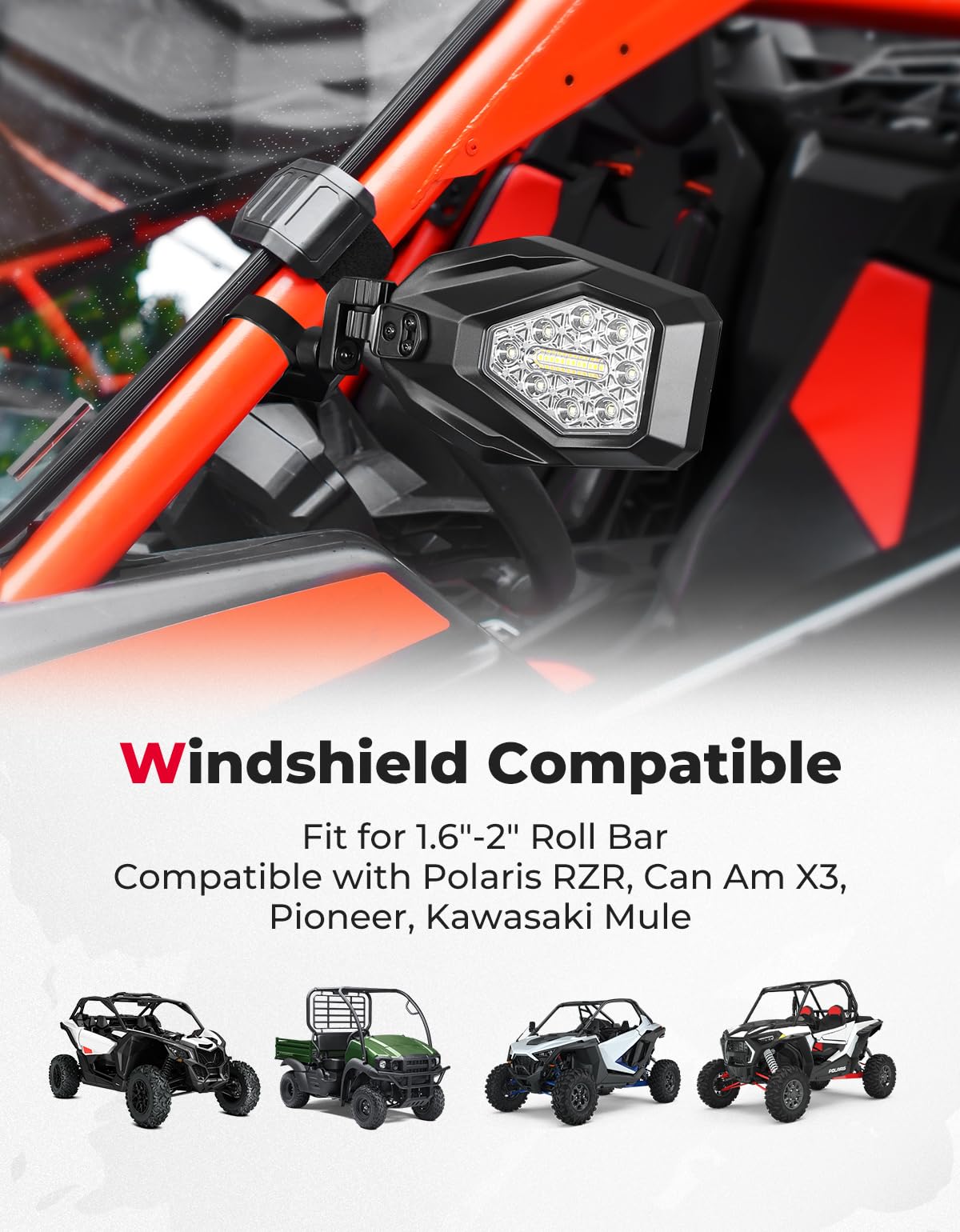 Kemimoto specchietti laterali UTV LED Can-Am Maverick X3 RZR coppia