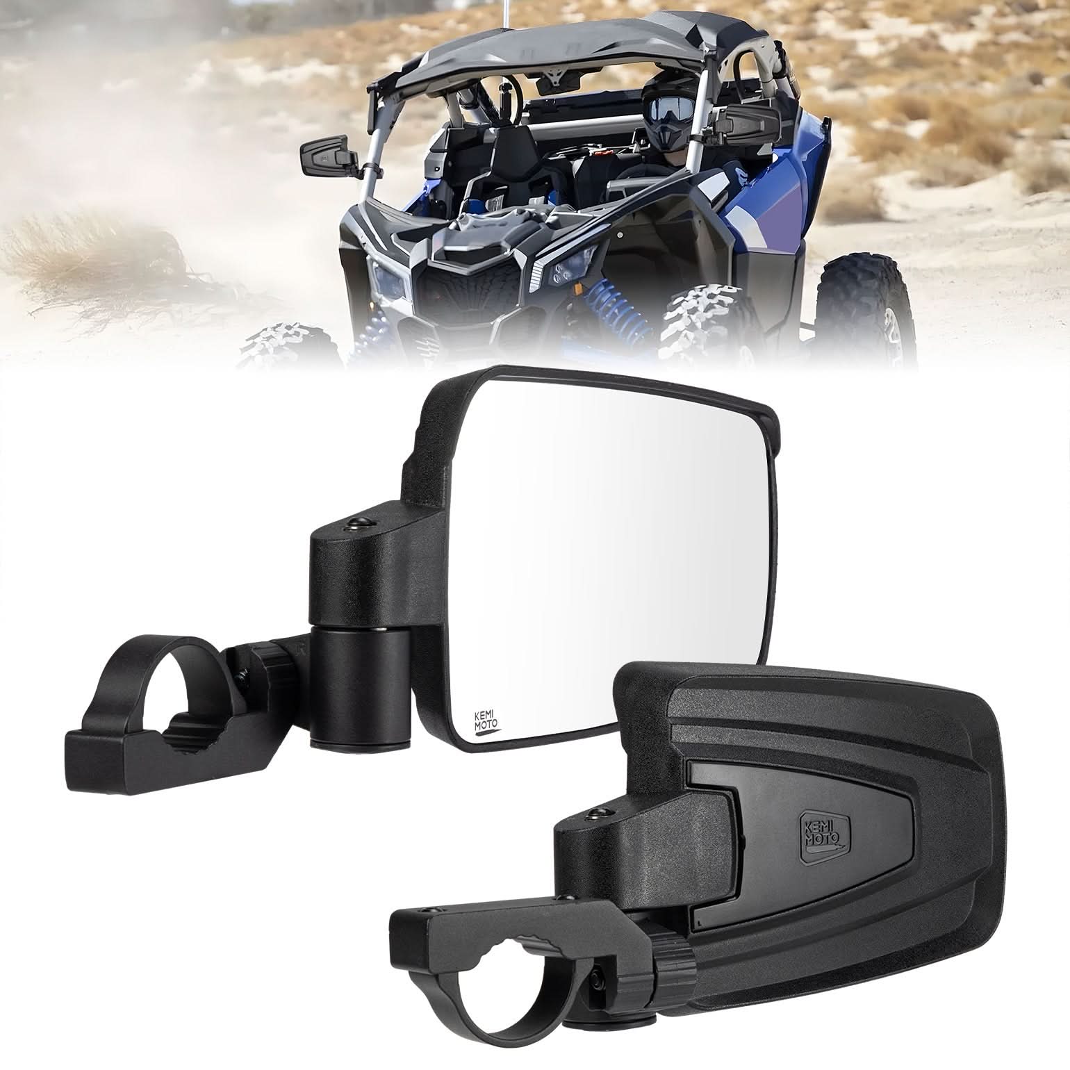 KEMIMOTO Specchietti Laterali UTV per Roll-Bar 42-51mm Antipioggia