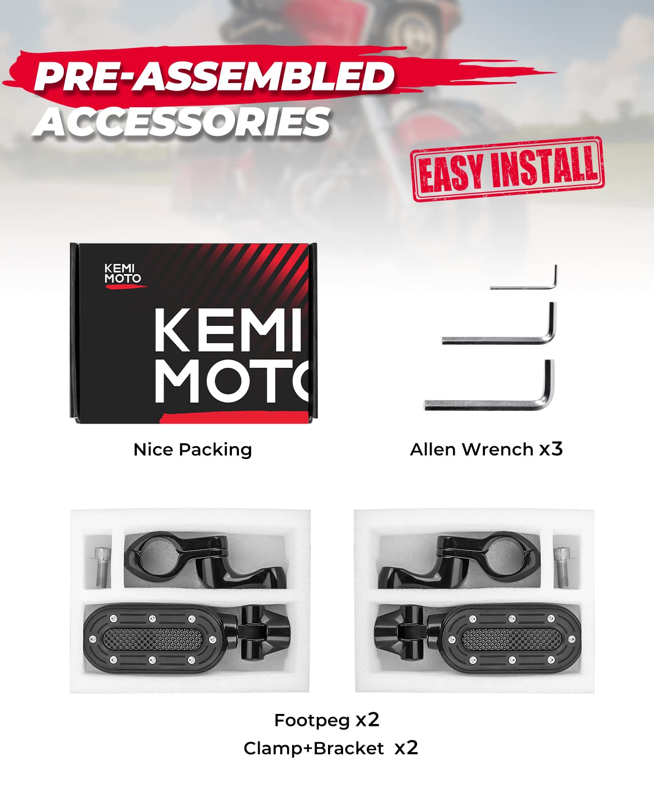 Kemimoto pedane highway 32 mm per Harley Touring