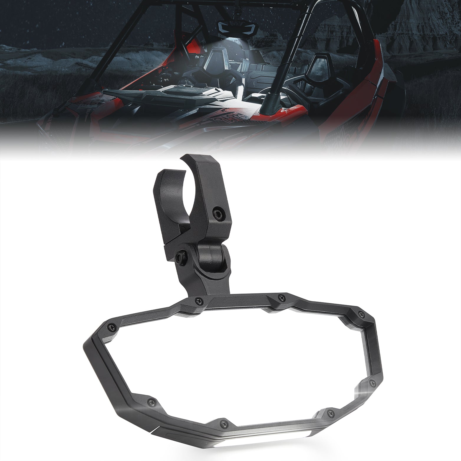 Kemimoto specchi laterali + centrale UTV roll-bar 1,75-2" con luce