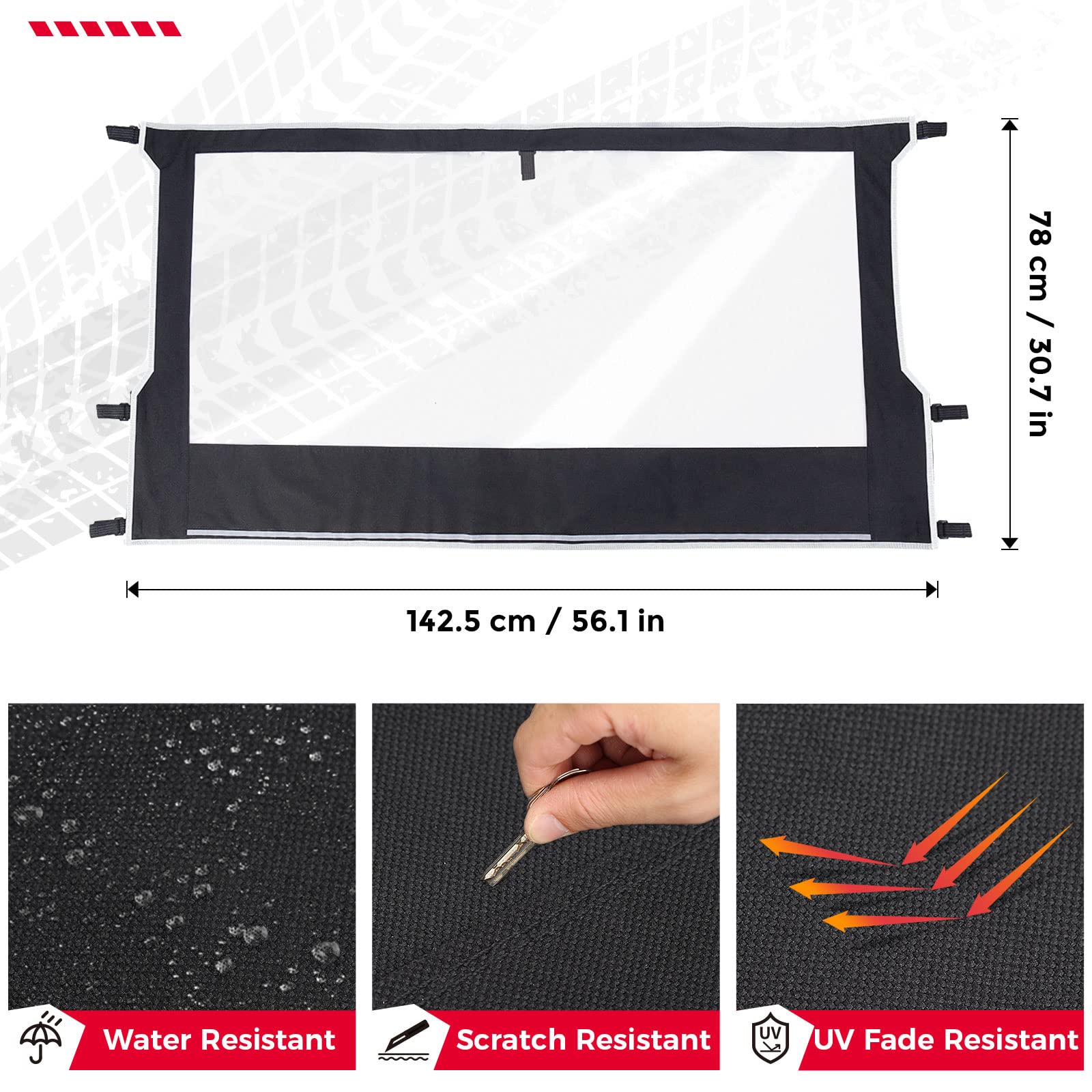 KEMIMOTO FTVWS014 lunotto posteriore UTV per Ranger 500 PVC