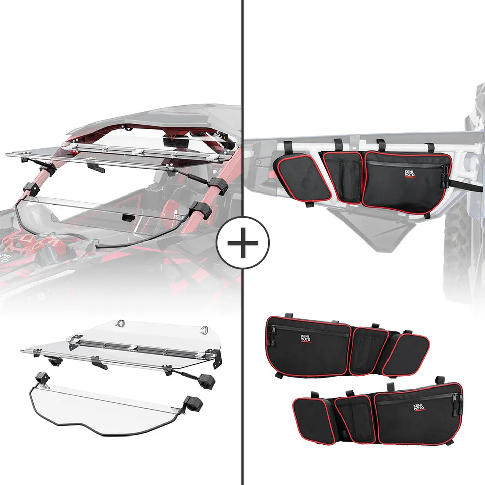 Kemimoto Maverick X3 parabrezza flip + borse porta policarbonato