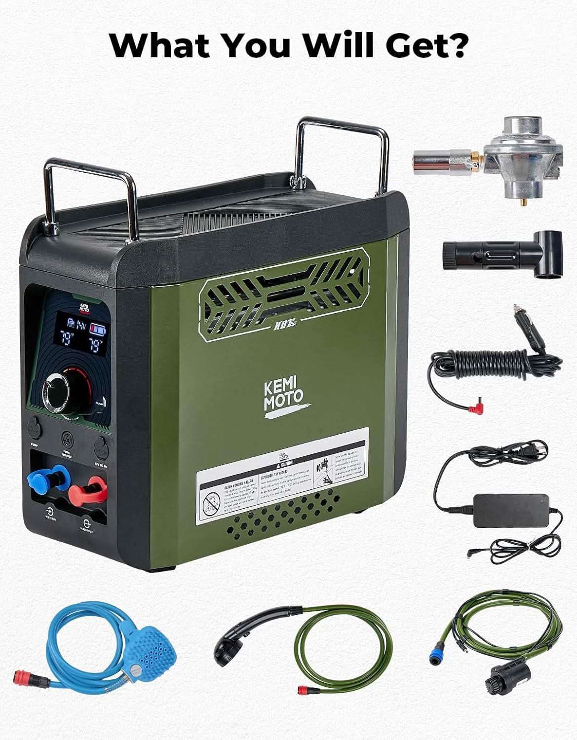 Kemimoto scaldabagno gas portatile 20000 BTU con pompa e doccia