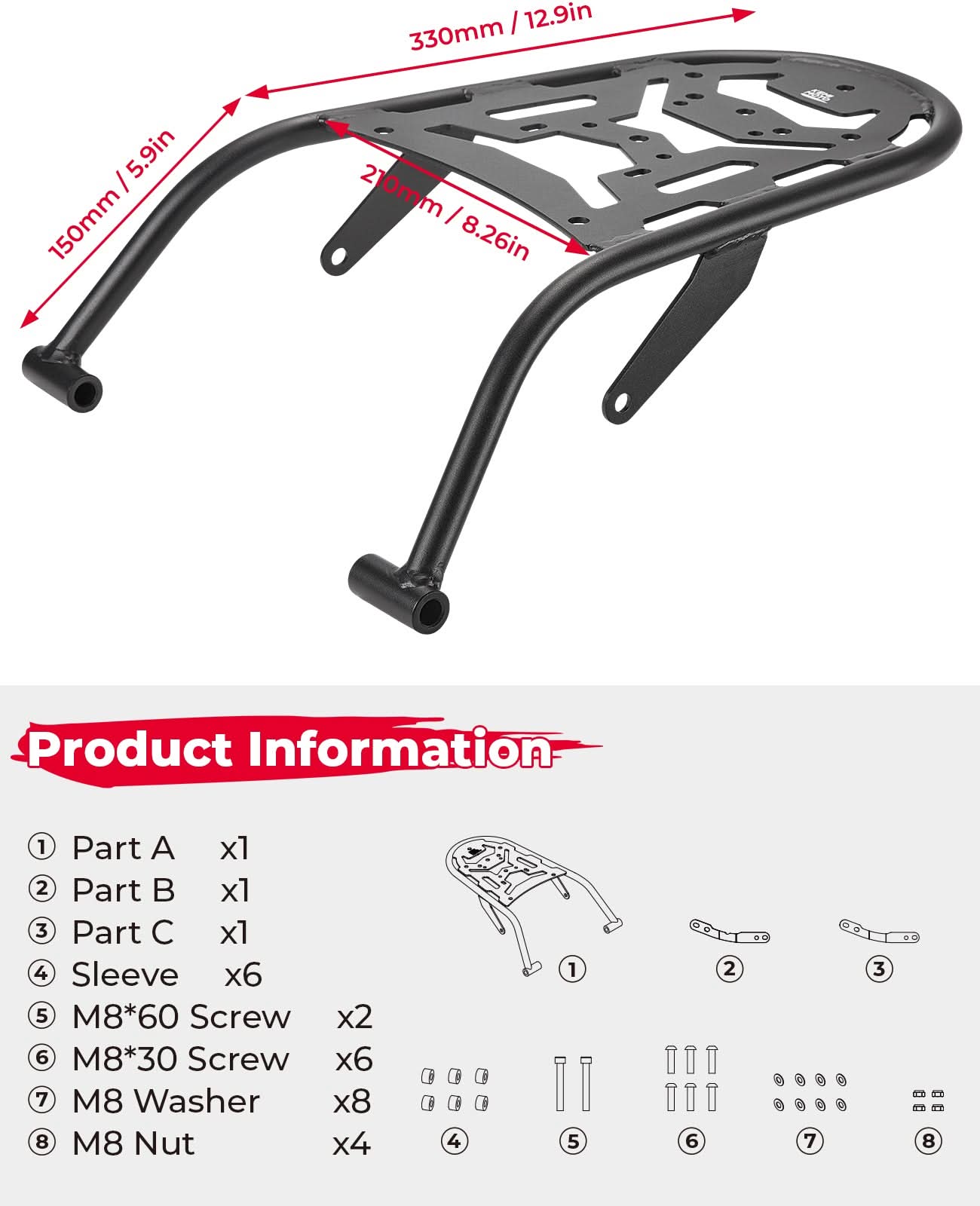 Kemimoto portapacchi posteriore Yamaha XT250 2008-2025