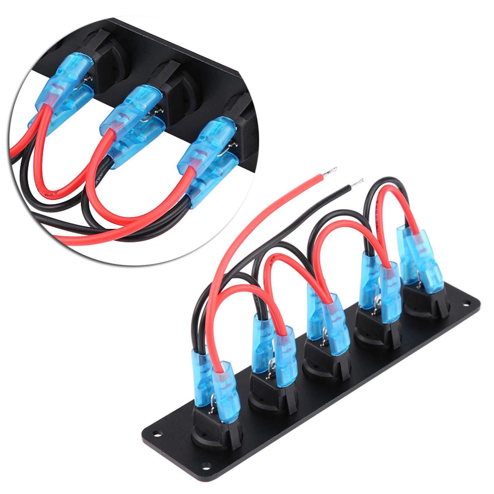 Kuuleyn pannello 5 interruttori basculanti 12-24V LED blu auto barca