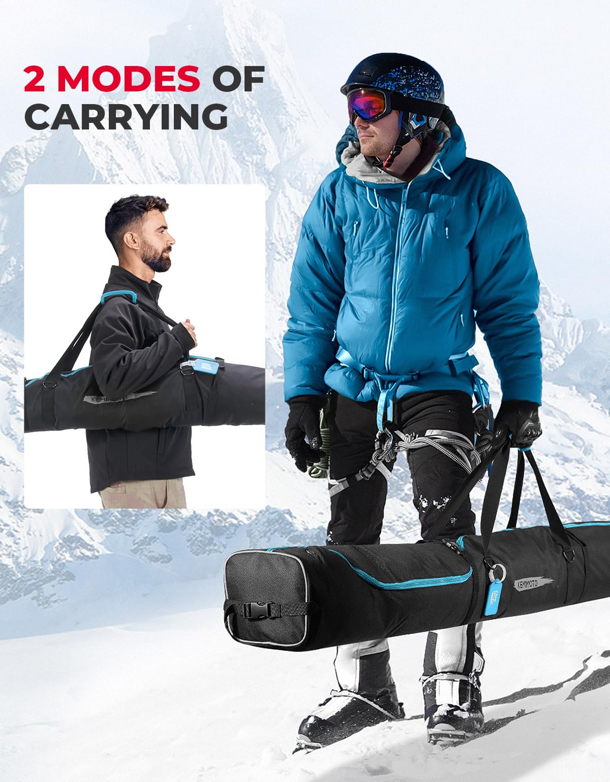 KEMIMOTO sacca snowboard sci imbottita 200cm blu