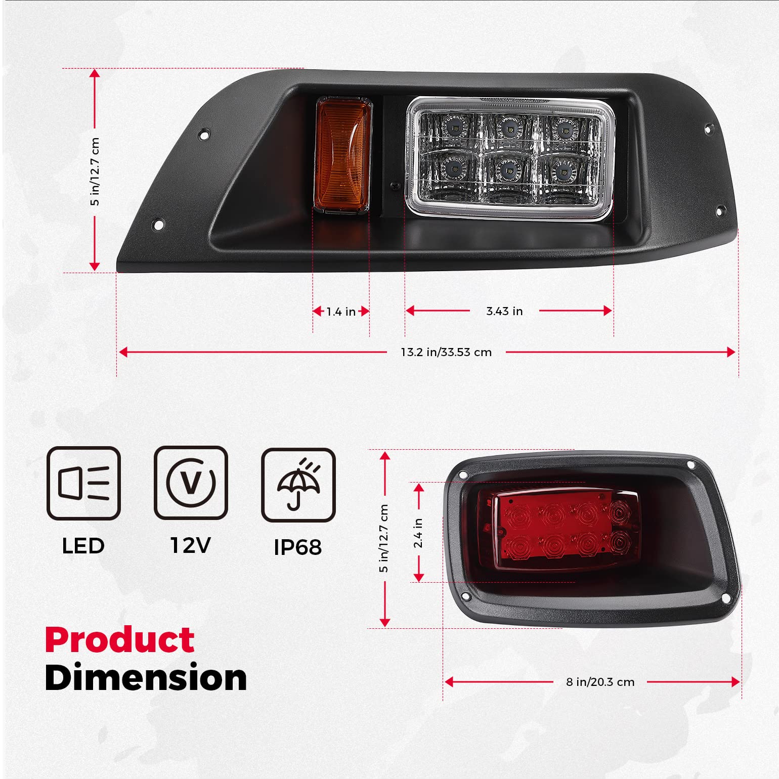 KEMIMOTO B1406-03701BK Kit Luci LED Golf Cart EZGO TXT 1996-2013