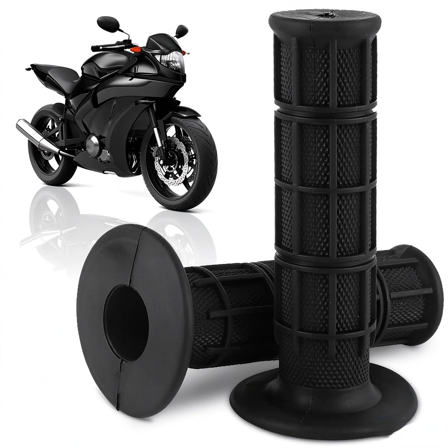 Hapivida Manopole Manubrio Moto 22 mm Nero Gomma Antiscivolo