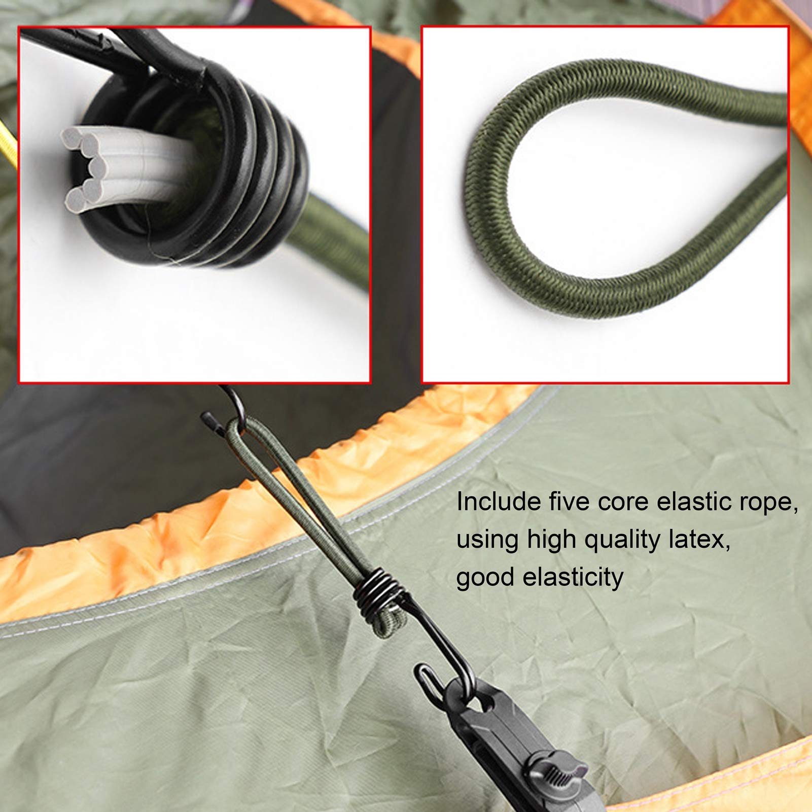 Kuuleyn Corda Elastica Tenda Campeggio 10 Pezzi Gancio