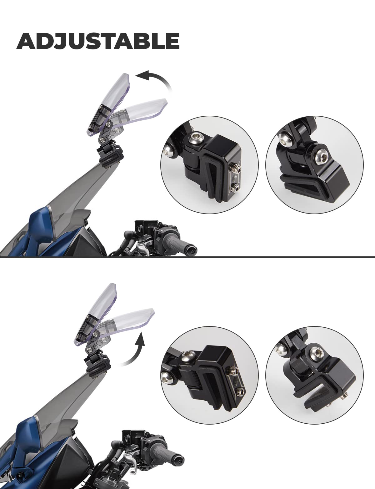 KEMIMOTO 2309 extension parabrezza moto alluminio regolabile