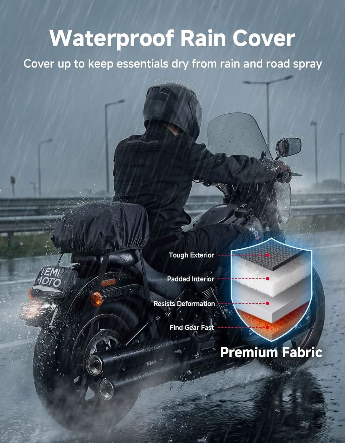 KEMIMOTO Borsa posteriore moto impermeabile 13L guscio rigido