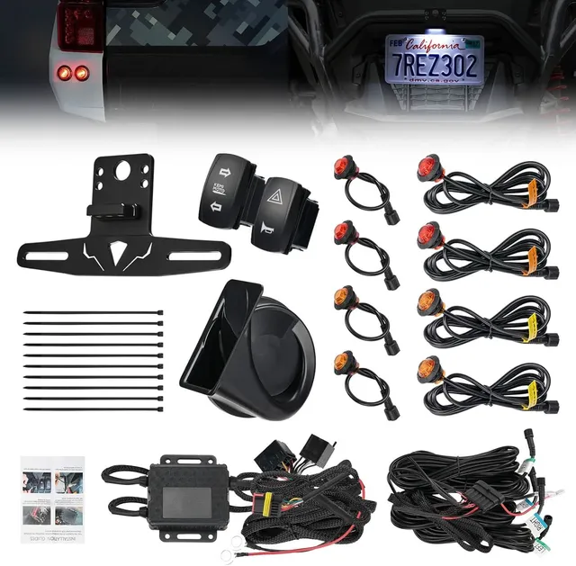 KEMIMOTO Kit Frecce UTV 8 LED con Clacson e Porta Targa