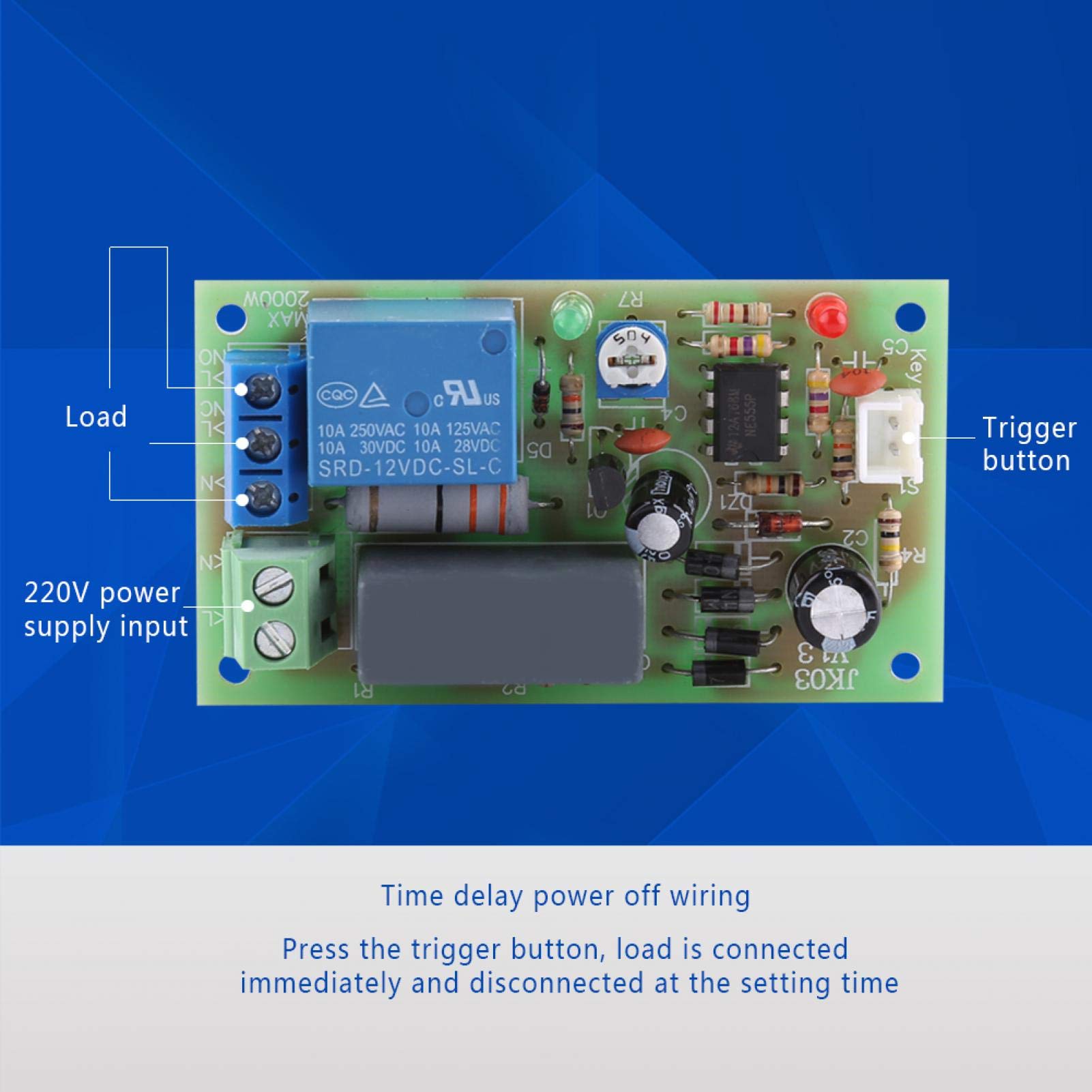 Kuuleyn Modulo Relè Temporizzato AC 220V 1-60 Secondi