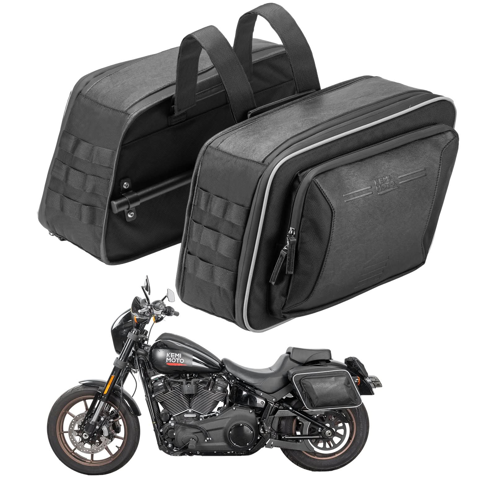 KEMIMOTO Cruiser Borse Laterali Moto Espandibili 30L