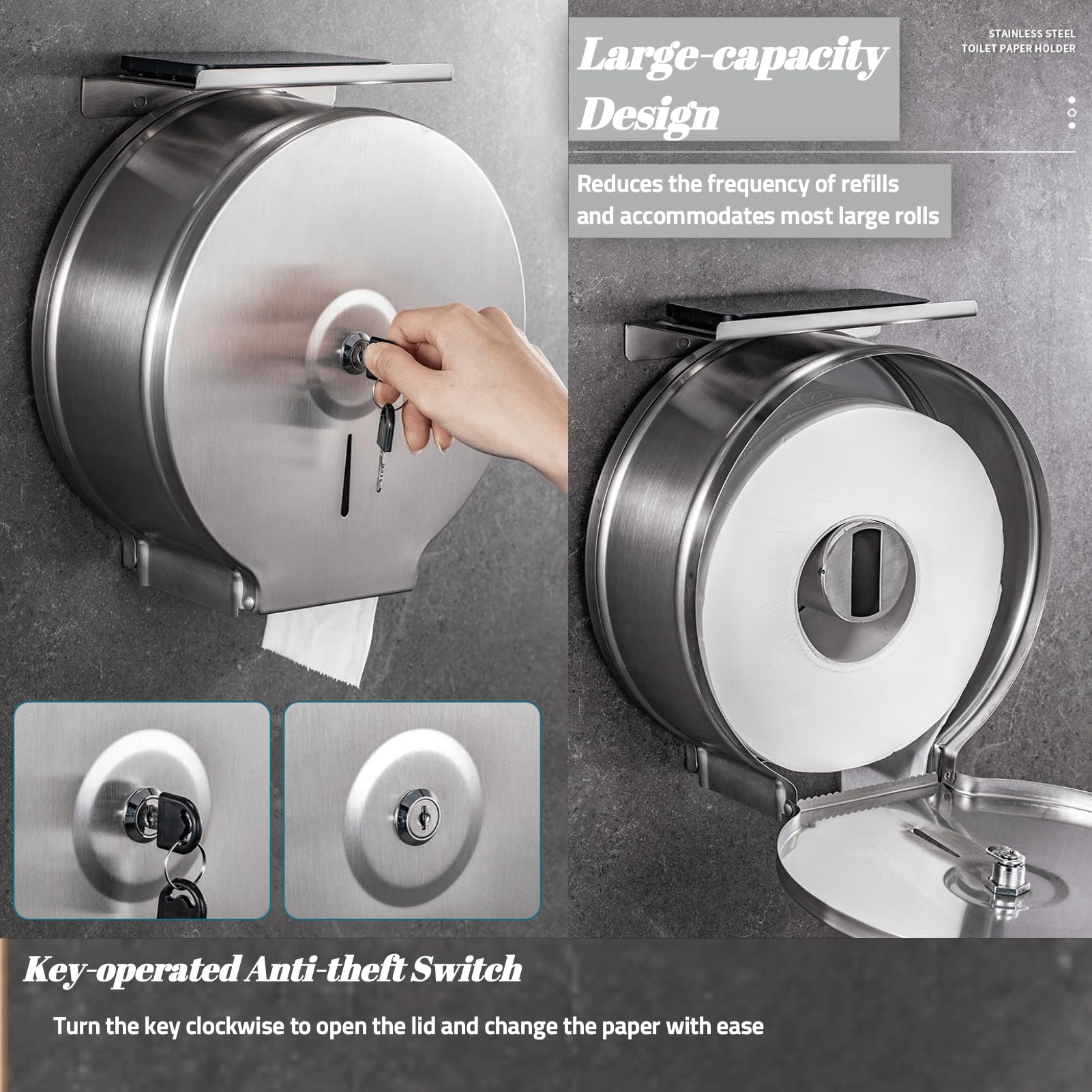 Hapivida Dispenser Carta Igienica Inox Jumbo 270 mm 2pz