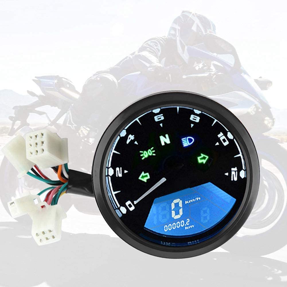 Kuuleyn Tachimetro LCD Moto Universale 12V Multifunzione Retroilluminato