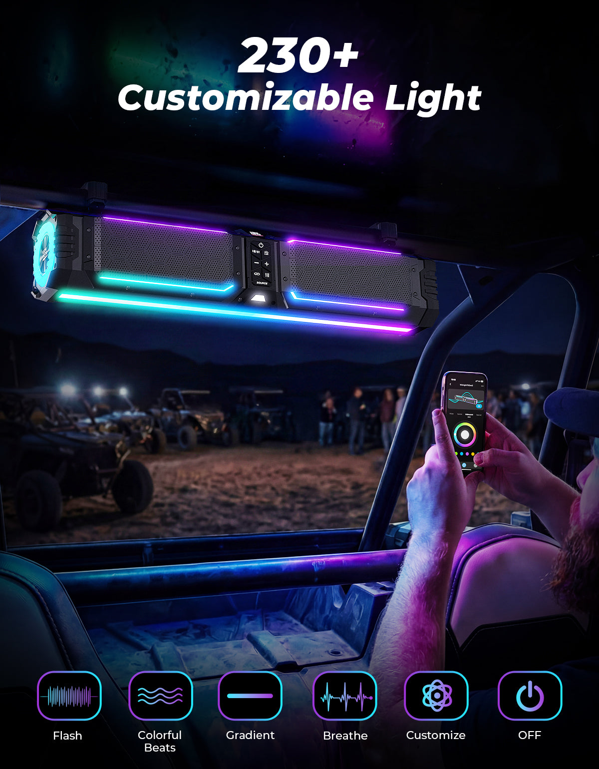 KEMIMOTO Midnight 70 Gen2 soundbar UTV 680W IP66 RGB