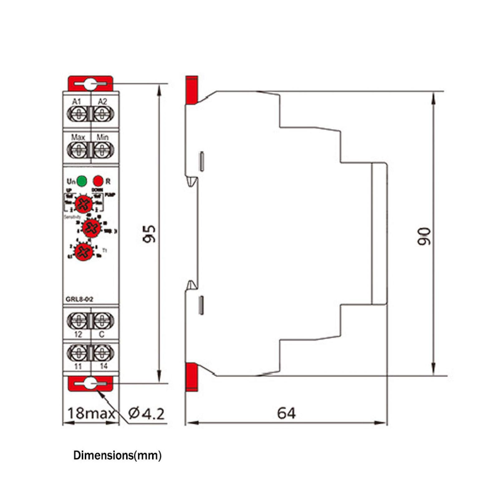 Kuuleyn GRL8-02 Relè Livello Liquido Serbatoio Guida DIN