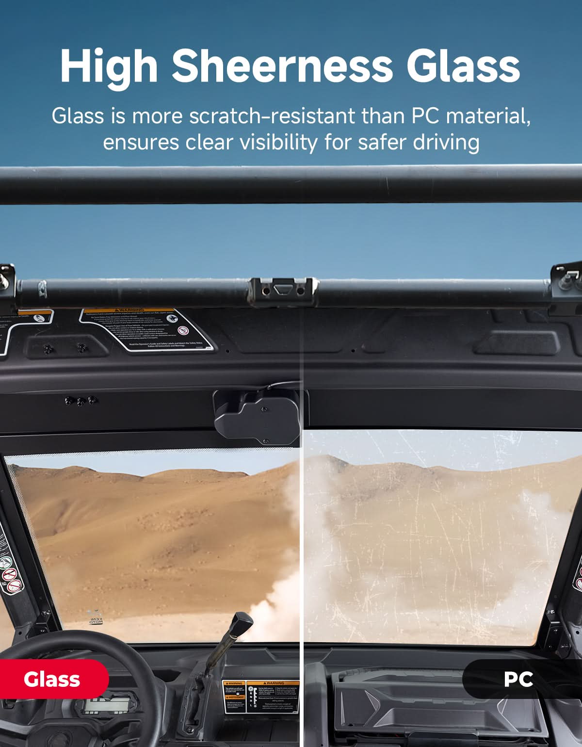 Kemimoto Defender parabrezza vetro 7mm con tergi elettrico