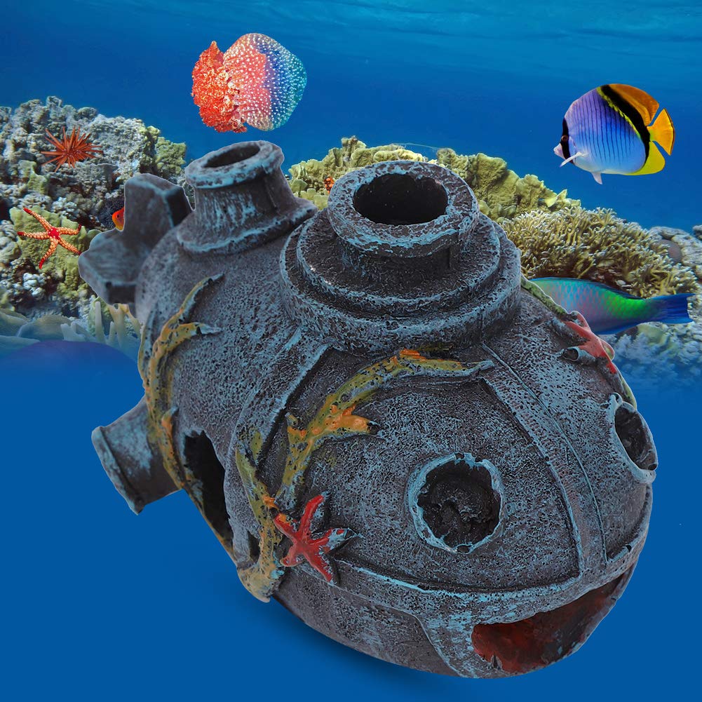 Kuuleyn Relitto Nave Decorazione Acquario Resina Nascondiglio
