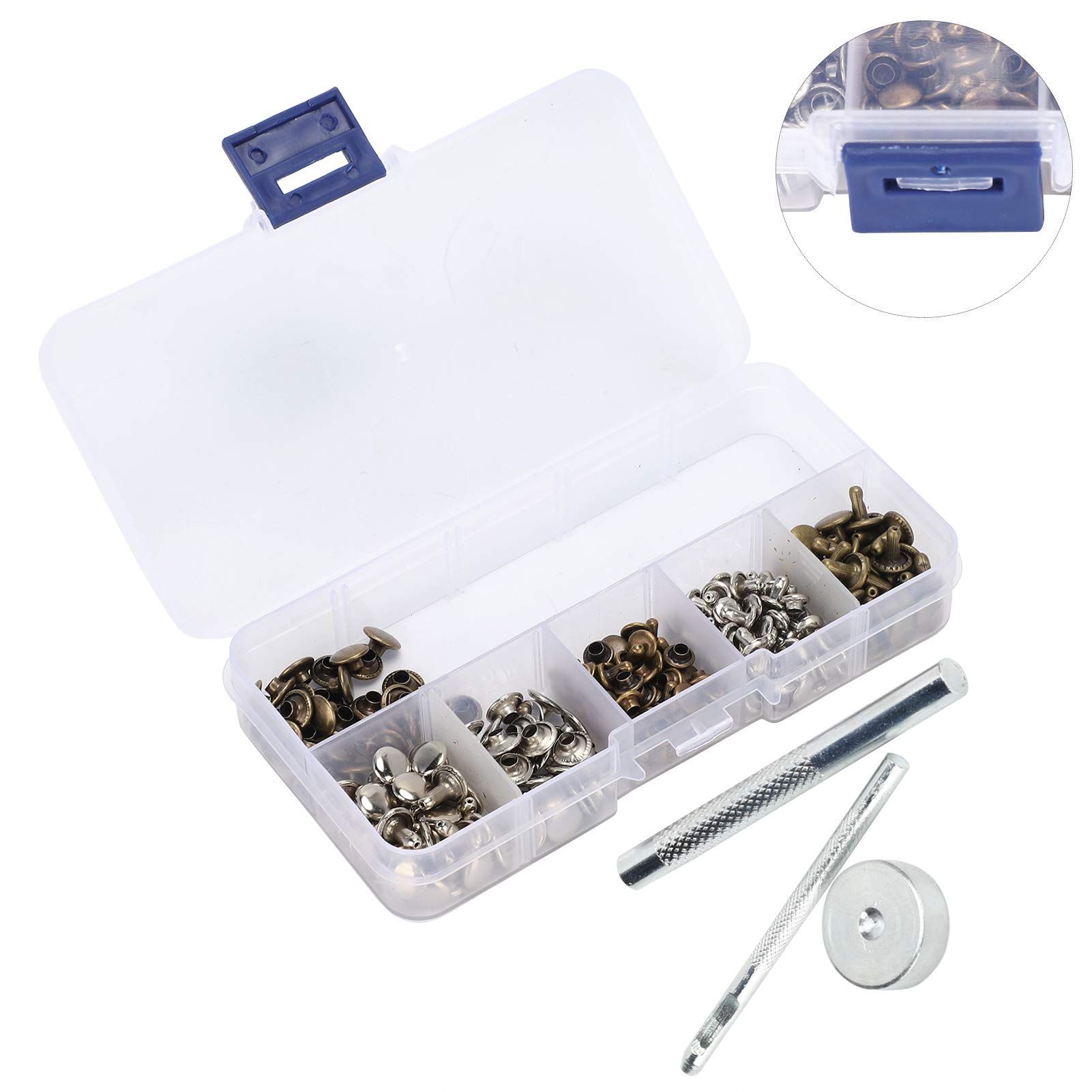 Kuuleyn Kit Rivetti Pelle 120 Pezzi 6/8mm Doppia Calotta