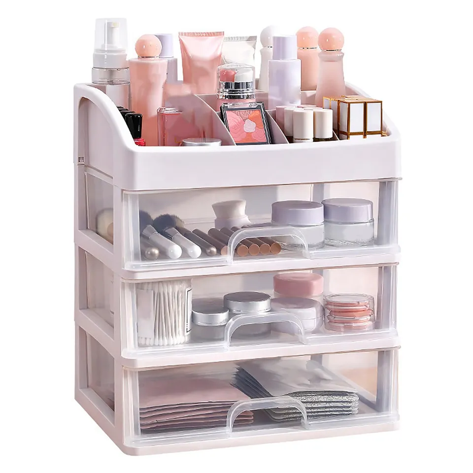 Hapivida Organizer Trucchi 3 Cassetti Trasparente Plastica