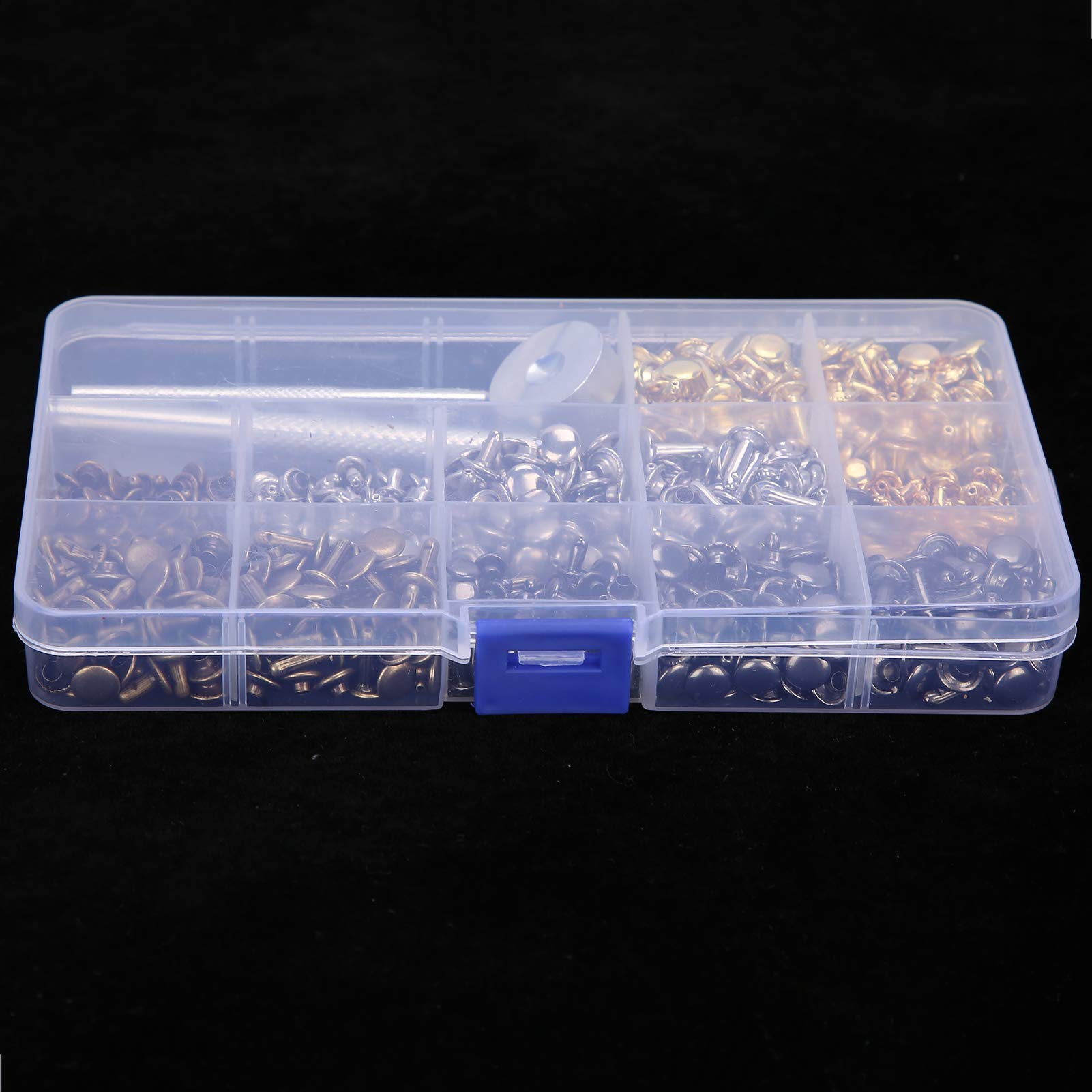 Kuuleyn Kit Rivetti Pelle 360 Pezzi 6/8/12mm 4 Colori