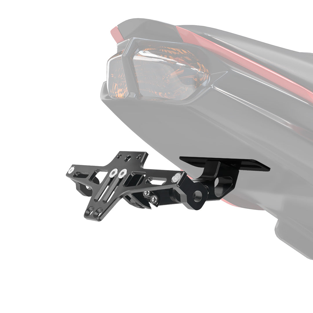 KEMIMOTO Portatarga Moto Universale Nero con Luce LED