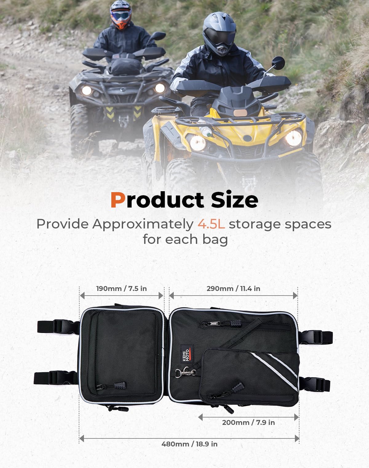 KEMIMOTO 2405 Borse Parafango ATV Coppia 2 Pezzi Nere