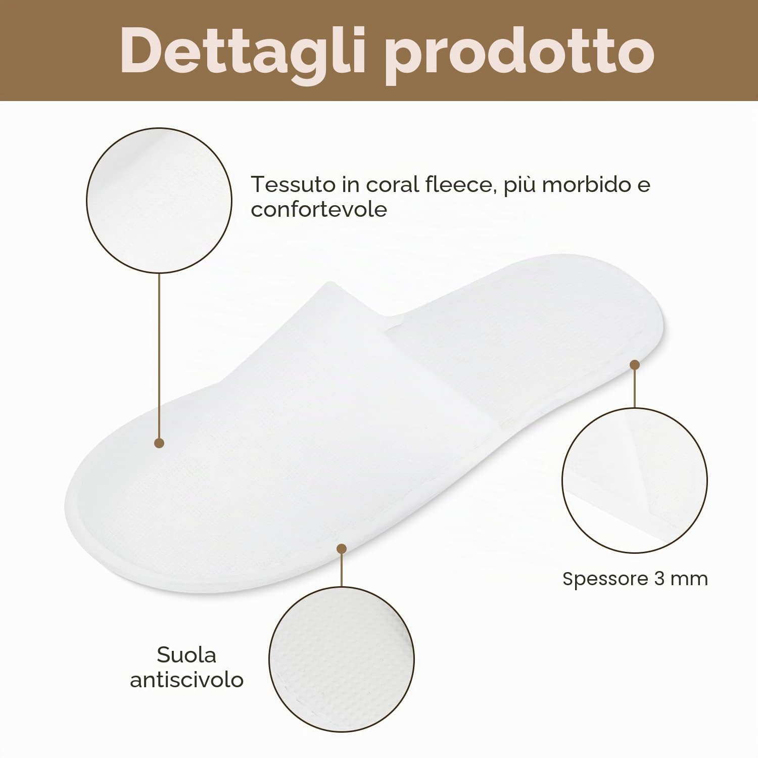 Hapivida pantofole monouso punta chiusa 12 paia peluche antiscivolo