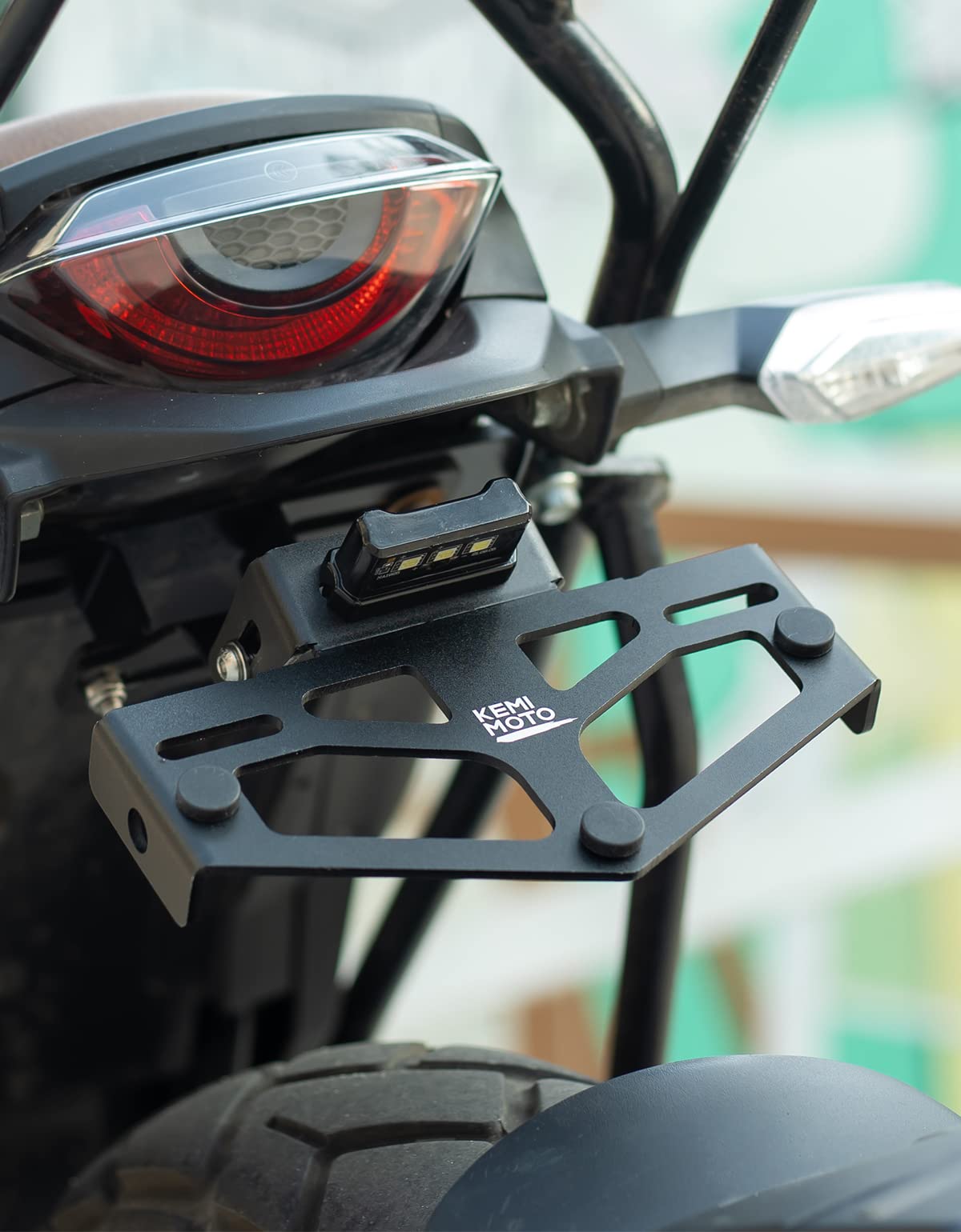 KEMIMOTO Portatarga moto universale alluminio con luce LED