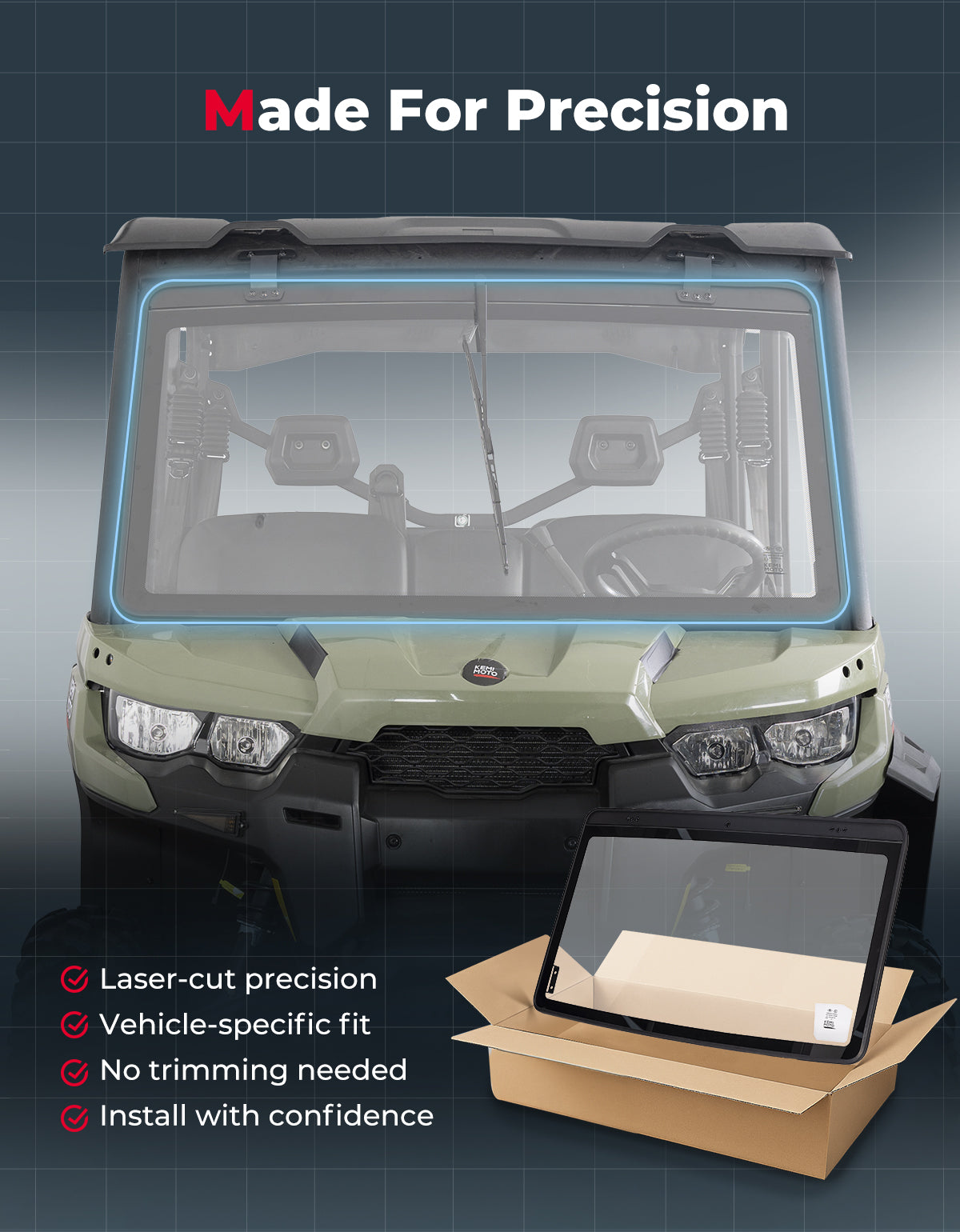 Kemimoto Defender parabrezza vetro con tergicristallo manuale