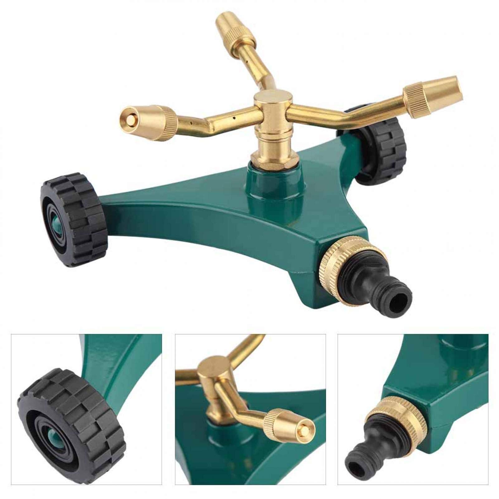 Kuuleyn Irrigatore Giardino 3 Bracci Rame Rotante