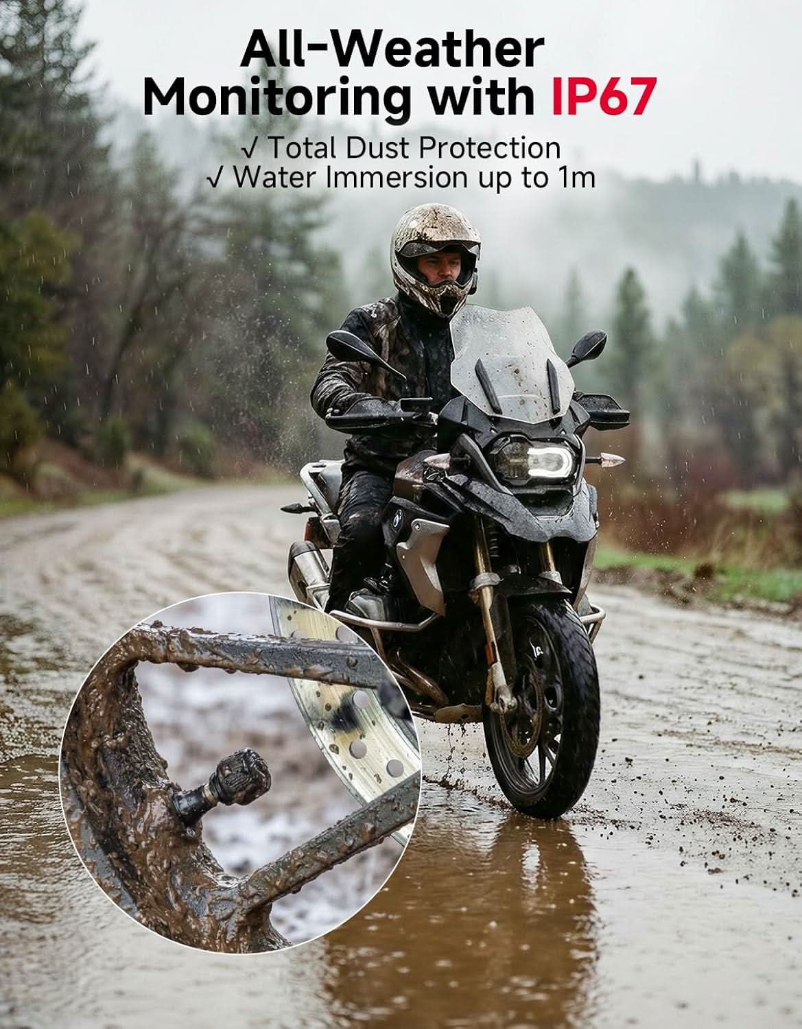 KEMIMOTO TPMS sensori pressione Bluetooth moto IP67