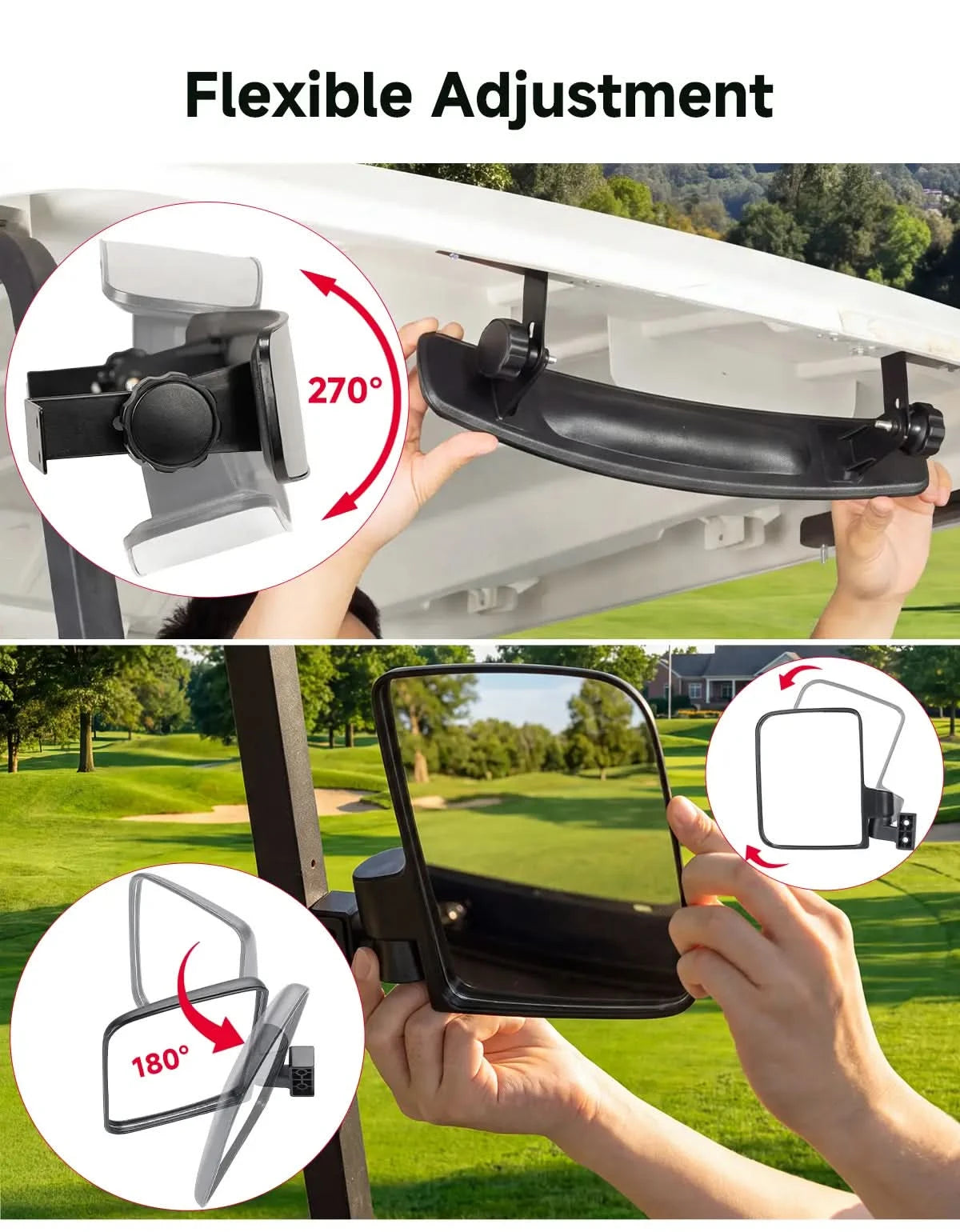 KEMIMOTO Golf Cart kit specchietti 3 pezzi senza fori grandangolari