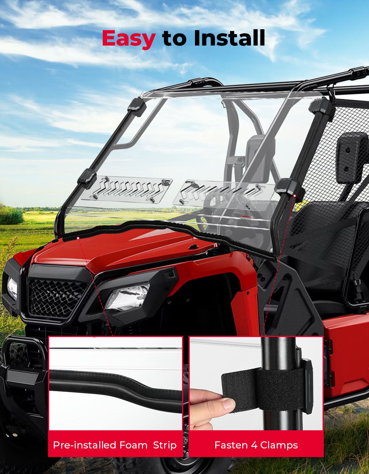 KEMIMOTO Parabrezza Anteriore Pioneer 500 520 scorrevole