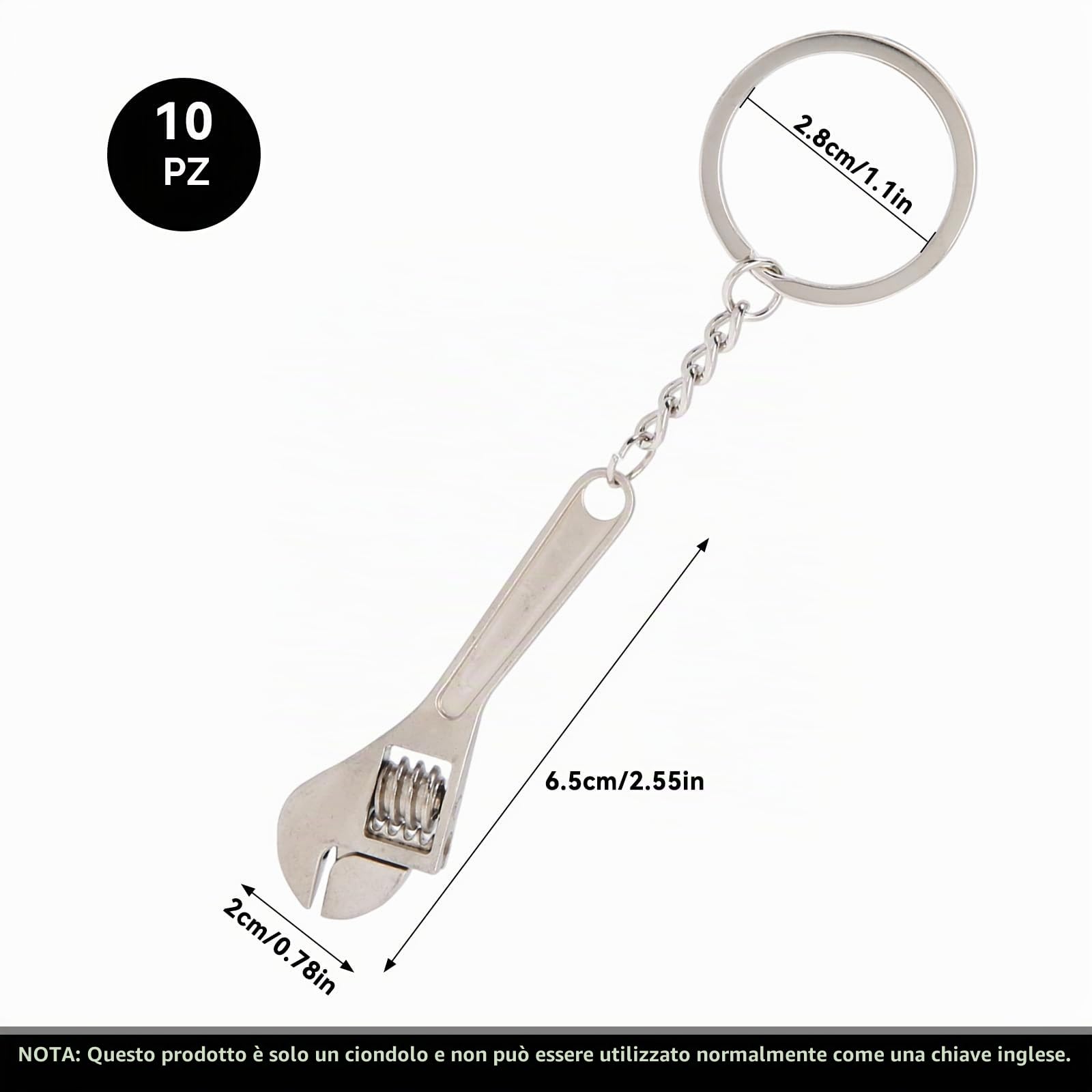 Hapivida Mini Chiave Inglese Portachiavi Metallo Set 10 Pezzi