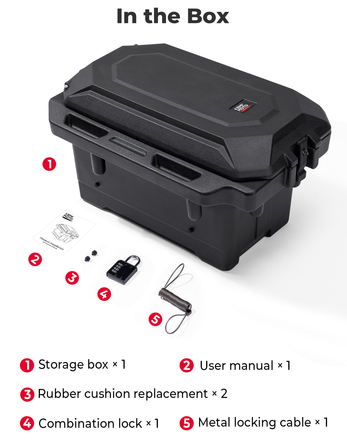 KEMIMOTO Baule Laterale 45L Sinistro per Ranger Antifurto
