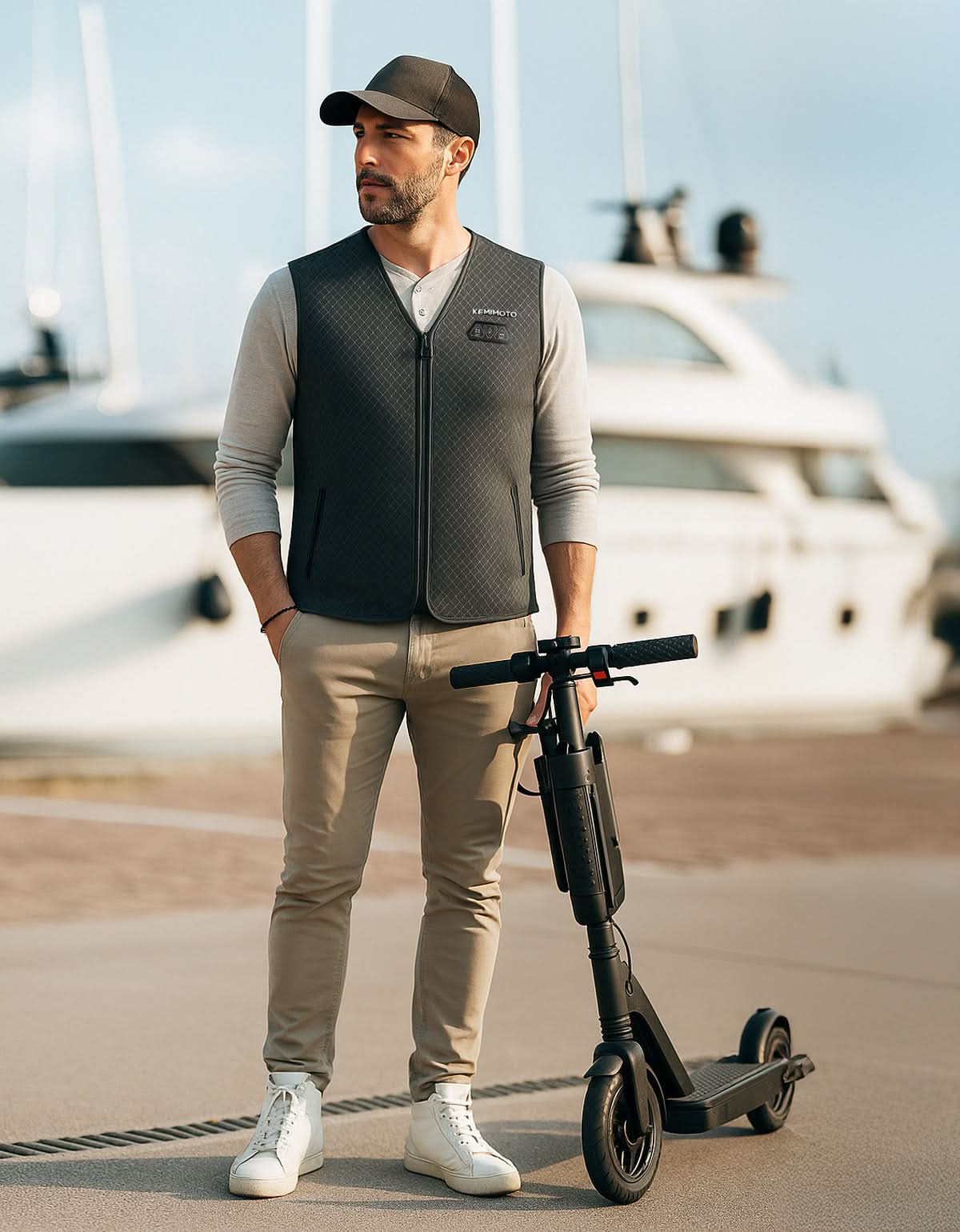 KEMIMOTO Gilet Riscaldato Uomo Nero 6 Zone