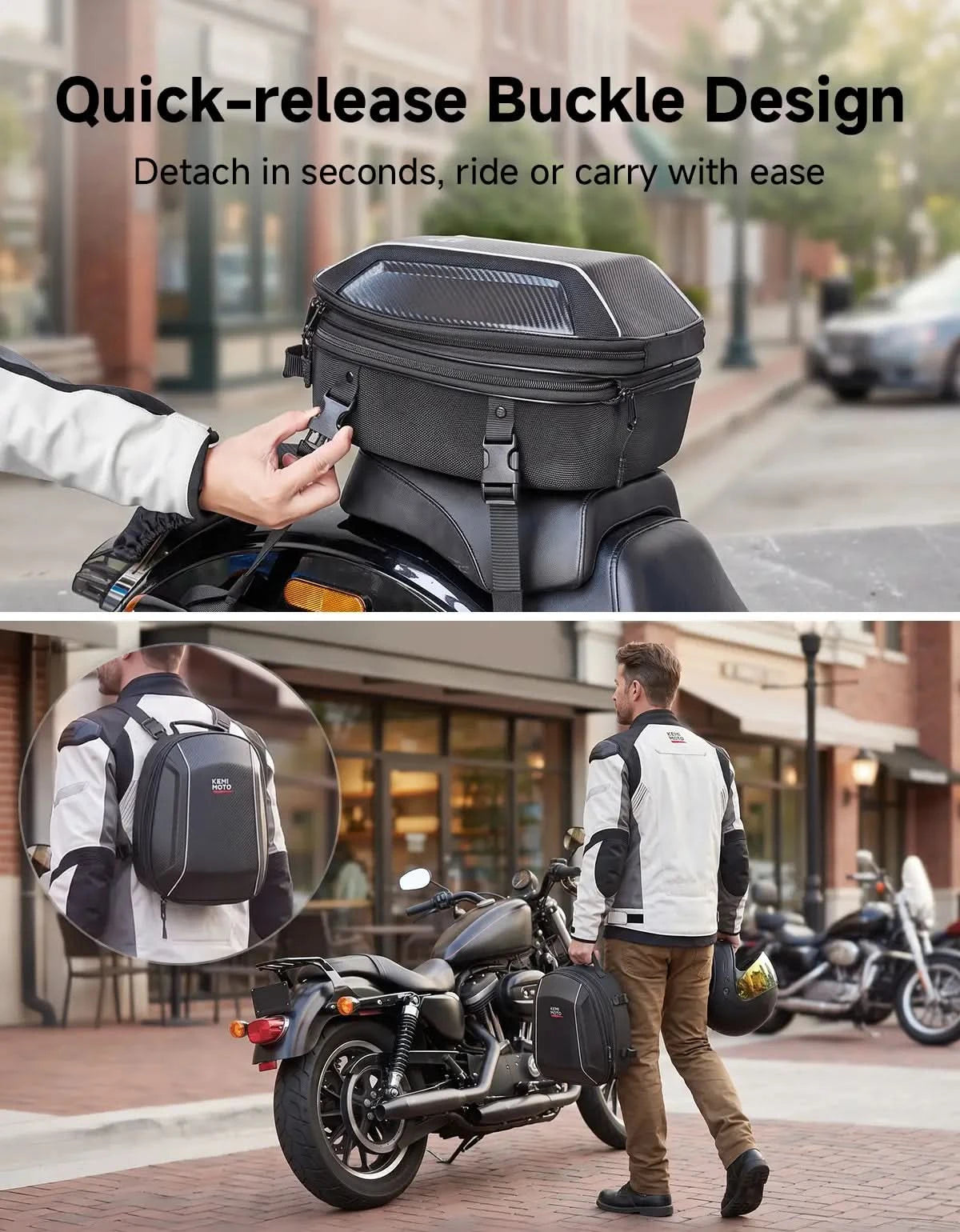 KEMIMOTO borsa codino moto rigida EVA 11-21L con lucchetto