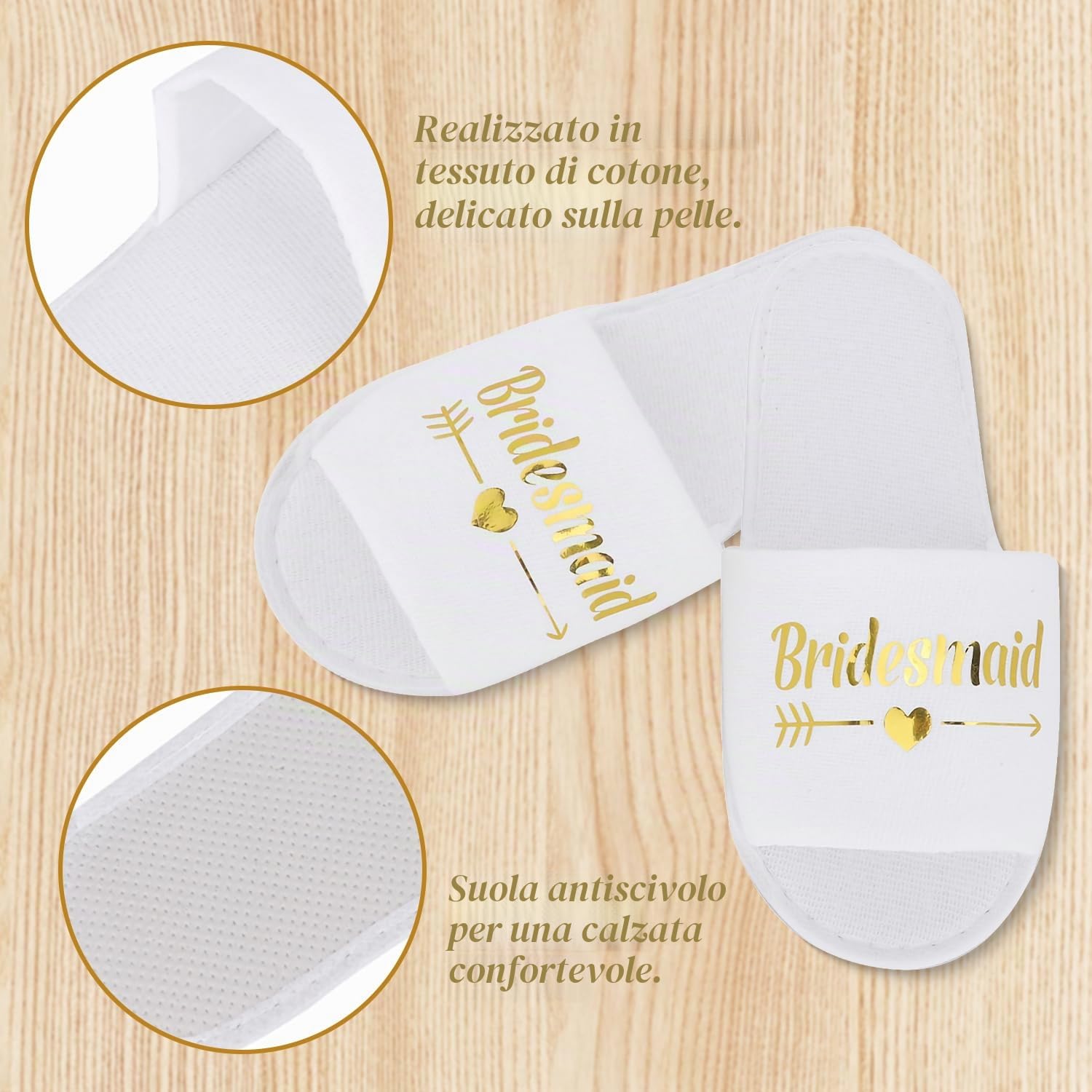 Hapivida Pantofole Hotel usa e getta bianche 5 paia aperte