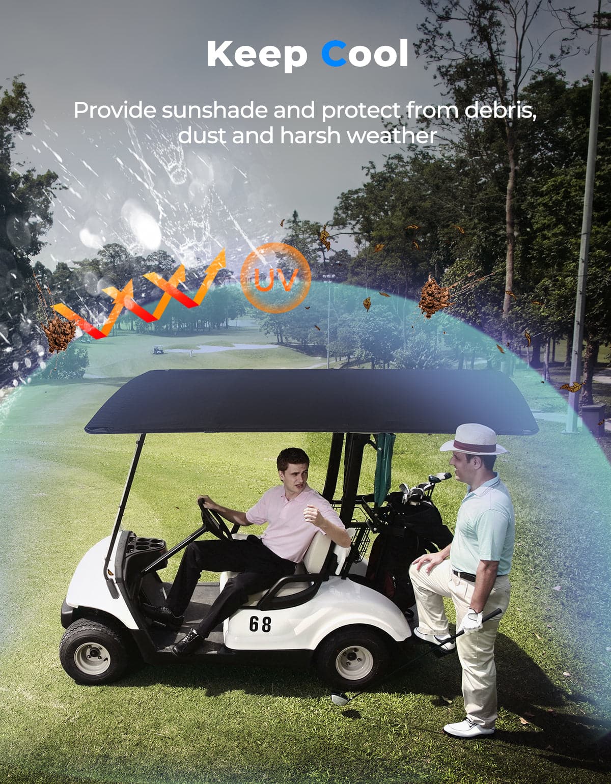 Kemimoto Tetto Parasole Golf Cart EZGO RXV 85" impermeabile