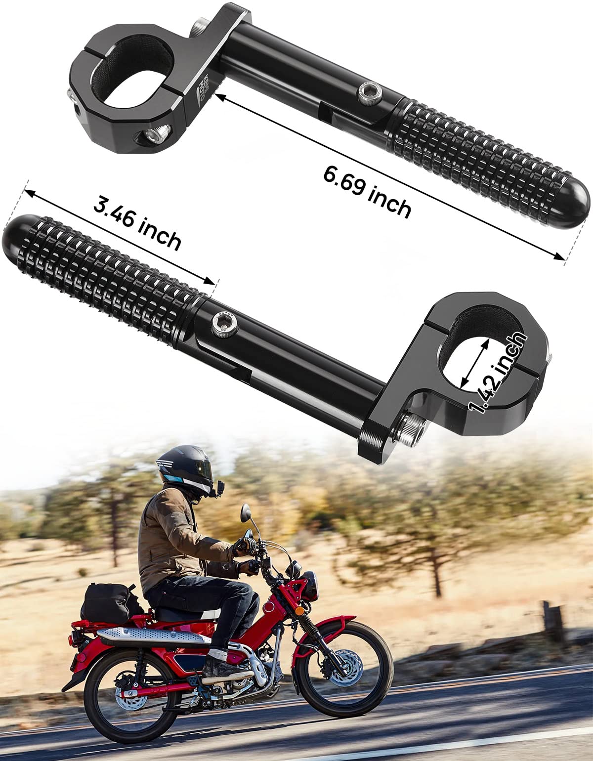 Kemimoto CT125 pedane passeggero posteriori pieghevoli alluminio