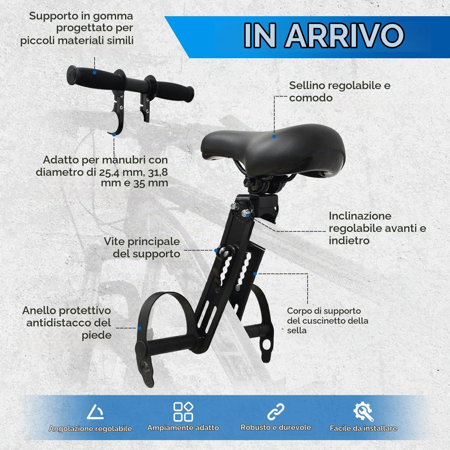Hapivida seggiolino bici anteriore MTB #2 con manubrio alluminio
